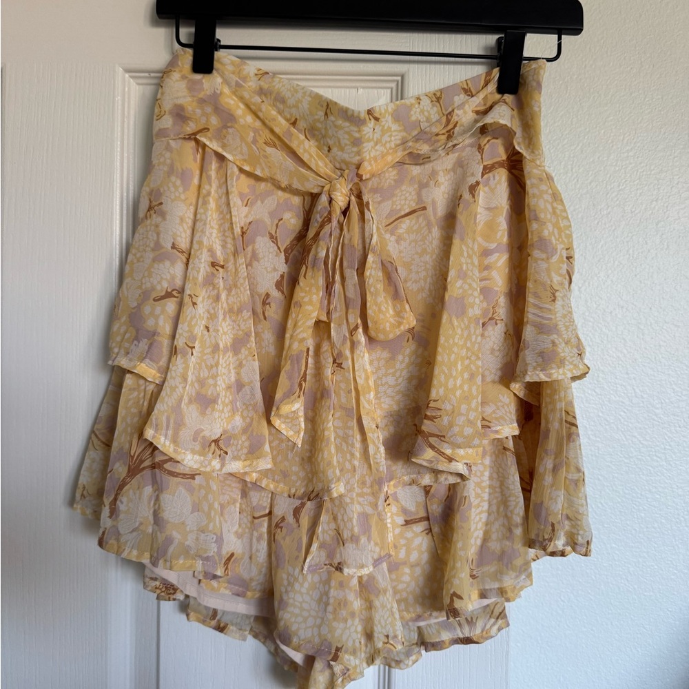 Floral Layered Yellow Skort